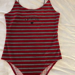 Forever 21 red striped body suit